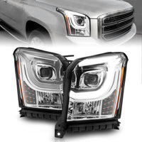 Thumbnail for ANZO 2015-2017 GMC Yukon XL Projector Headlights W Lightbar - Chrome/Amber