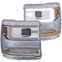 Thumbnail for ANZO 16-17 Chevy Silverado 1500 Projector Headlights Plank Style Design Chrome w/ Amber