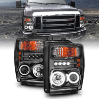 Thumbnail for ANZO 2008-2010 Ford F-250 Projector Headlights w/ Halo Black (CCFL)