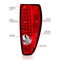 Thumbnail for ANZO 2004-2012 Chevrolet Colorado/ GMC Canyon LED Tail Lights w/ Light Bar Chrome Housing Red/Clear