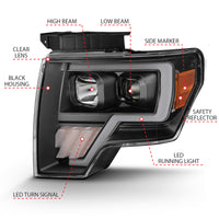 Thumbnail for ANZO 2009-2014 Ford F-150 Projector Light Bar G4 H.L. Black Amber