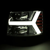 Thumbnail for AlphaRex 07-13 Chevy 1500 LUXX LED Proj Headlights Plank Design Chrome w/ Activ Light/Seq Signal/DRL