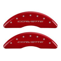 Thumbnail for MGP 4 Caliper Covers Engraved Front & Rear C7/Corvette Red finish silver ch