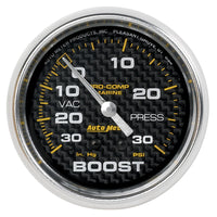 Thumbnail for Autometer Marine Carbon Fiber Gauge 2-5/8in Mechanical Vacuum/Boost Gauge 30INHG-30PSI