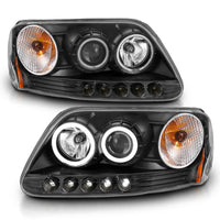 Thumbnail for ANZO 1997-2003 Ford F-150 Projector Headlights w/ Halo Black (CCFL)