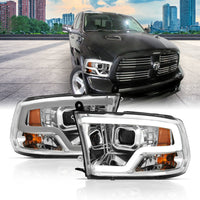 Thumbnail for ANZO 09-18 Dodge Ram 1500 Plank Style Projector Headlights Chrome w/ Halo