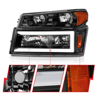 Thumbnail for ANZO 04-12 GM Colorado/Canyon/I-Series Crystal Headlights - w/ Light Bar Black Housing 4pcs