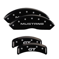 Thumbnail for MGP 4 Caliper Covers Engraved Front Mustang Engraved Rear SN95/GT Black finish silver ch