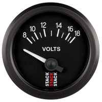 Thumbnail for Autometer Stack Instruments 52mm 8-18V Electric Battery Voltage Gauge - Black