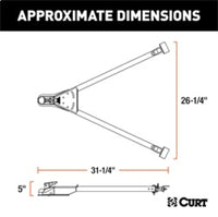 Thumbnail for RockJock Curt Tow Bar with Adjustable Width Arms Car Mount 2in Ball 5000lbs