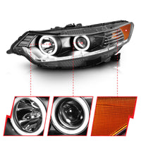 Thumbnail for ANZO 2009-2012 Acura Tsx Projector Headlights w/ Halo Black (CCFL) (HID Compatible)