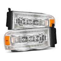 Thumbnail for AlphaRex 02-05 Dodge Ram 1500 NOVA LED Proj Headlights Plank Style Chrome w/Activ Light/Seq Signal