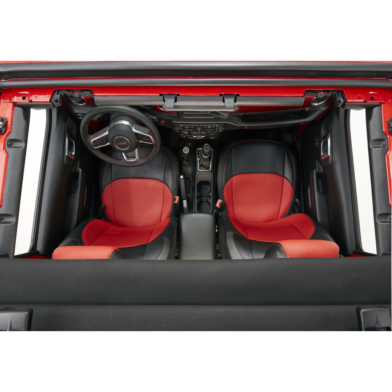 PRP 2018+ Jeep Wrangler JLU/4 Door/ Jeep Gladiator JT/ Rubicon Front Seat Covers (Pair) - Black/Red