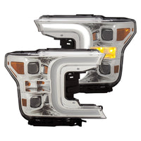 Thumbnail for ANZO 18-19 Ford F-150 Projector Headlights w/Plank Style Switchback Chrome w/Amber