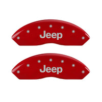 Thumbnail for MGP 4 Caliper Covers Engraved Front & Rear JEEP Red finish silver ch