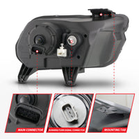 Thumbnail for ANZO 13-14 Ford Mustang (w/ Factory HID/Xenon HL only) Projector Headlights w/Light Bar Black