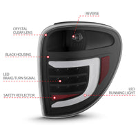 Thumbnail for ANZO 2004-2007 Dodge  Grand Caravan LED Tail Lights w/ Light Bar Black Housing Clear Lens