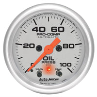 Thumbnail for Autometer Ultra-Lite 52mm 0-100 PSI F/S Electronic Oil Pressure w/ Peak Memory & Warning Gauge