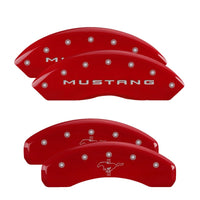 Thumbnail for MGP 4 Caliper Covers Engraved Front 2015/Mustang Engraved Rear 2015/Bar & Pony Red finish silver ch