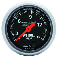 Thumbnail for Autometer 2-1/16in 0-15 PSI Mechanical Sport-Comp Fuel Pressure Gauge