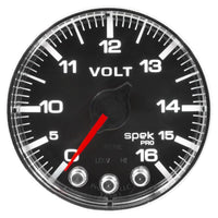 Thumbnail for Autometer Spek-Pro Gauge Voltmeter 2 1/16in 16V Stepper Motor W/Peak & Warn Blk/Chrm