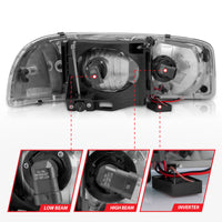 Thumbnail for Anzo 99-17 GMC Sierra/Denali Headlights Chrome Amber (w/C Light Bars)