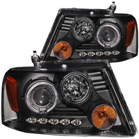 Thumbnail for ANZO 2004-2008 Ford F-150 Projector Headlights w/ Halo and LED Black G2