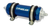 Thumbnail for Fuelab 858 In-Line Fuel Filter Long -10AN In/Out 10 Micron Fabric w/Check Valve - Blue