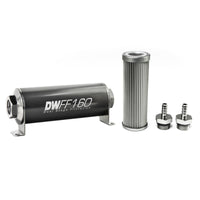 Thumbnail for DeatschWerks Stainless Steel 5/16in 10 Micron Universal Inline Fuel Filter Housing Kit (160mm)