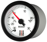 Thumbnail for Autometer Stack 52mm -30INHG to +30 PSI (Incl T-Fitting) Pro Stepper Motor Boost Press Gauge - White