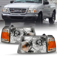 Thumbnail for ANZO 2001-2011 Ford Ranger Crystal Headlight Chrome w/Corner Lights (OE Replacement)