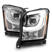 Thumbnail for ANZO 2015-2017 GMC Yukon XL Projector Headlights W Lightbar - Chrome/Amber
