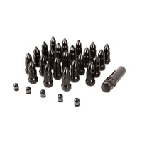 Thumbnail for Rugged Ridge Bullet Lug Nut and Valve Stem Cap Kit Black 1/2-20
