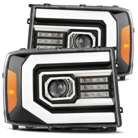Thumbnail for AlphaRex 07-13 GMC 1500HD PRO-Series Proj Headlights Plank Style Gloss Blk w/Activ Light/Seq Signal
