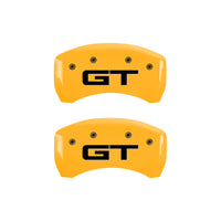 Thumbnail for MGP 4 Caliper Covers Engraved Front 2015/Mustang Engraved Rear 2015/GT Yellow finish black ch