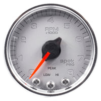 Thumbnail for Autometer Spek-Pro Gauge Tach 2 1/16in 8K Rpm W/ Shift Light & Peak Mem Slvr/Chrm