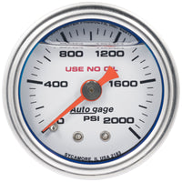 Thumbnail for Autometer AutoGage 1.5in Liquid Filled Mechanical 0-2000 PSI Fuel Pressure Gauge - White