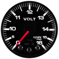 Thumbnail for AutoMeter Gauge Voltmeter 2-1/16in. 16V Stepper Motor W/Peak & Warn Blk/Blk Spek-Pro