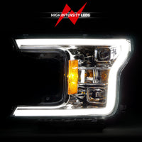 Thumbnail for ANZO 18-19 Ford F-150 Projector Headlights w/Plank Style Switchback Chrome w/Amber