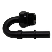 Thumbnail for DeatschWerks 8AN ORB Male to 3/8in Male EFI Quick Connect Adapter 180-Degree - Anodized Matte Black