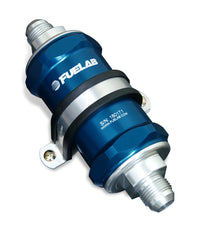 Thumbnail for Fuelab 848 In-Line Fuel Filter Standard -6AN In/Out 10 Micron Fabric w/Check Valve - Blue