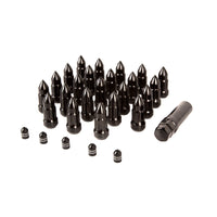 Thumbnail for Rugged Ridge Bullet Lug Nut and Valve Stem Cap Kit Black 1/2-20