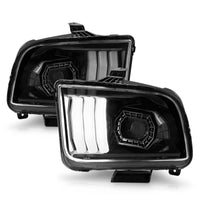 Thumbnail for ANZO 05-09 Ford Mustang (w/Factory Halogen HL Only) Projector Headlights w/Light Bar Black Housing