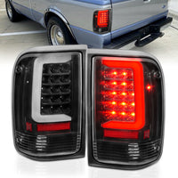 Thumbnail for ANZO 1993-1997 Ford  Ranger LED Tail Lights w/ Light Bar Black Housing Clear Lens