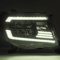 Thumbnail for AlphaRex 05-11 Toyota Tacoma LUXX Crystal Headlights Plank Style Alpha Black w/Activation Light/DRL