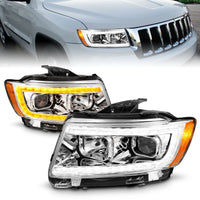 Thumbnail for ANZO 11-13 Jeep Grand Cherokee (Factory Halogen Only) Projector Headlights w/Light Bar Swchbk Chrome