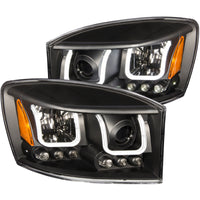 Thumbnail for ANZO 2006-2008 Dodge Ram 1500 Projector Headlights w/ U-Bar Black