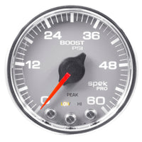 Thumbnail for Autometer Spek-Pro Gauge Boost 2 1/16in 60psi Stepper Motor W/Peak & Warn Slvr/Chrm