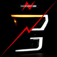 Thumbnail for ANZO 2015-2017 Ford F-150 Projector Headlights w/ Plank Style Switchback Black w/ Amber