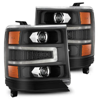 Thumbnail for AlphaRex 16-18 Chevy 1500HD LUXX LED Proj Headlights BK w/Seq Actvn Light / SeqSig (Req PN 810023)